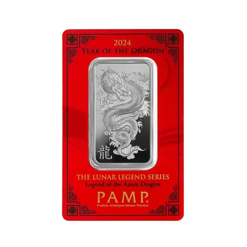 1 oz silver bar PAMP Lunar Dragon 2024 Switzerland