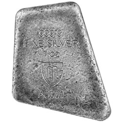 Silver cast bar 1 oz  Runa Uruz .9999 Ag Anique + UV