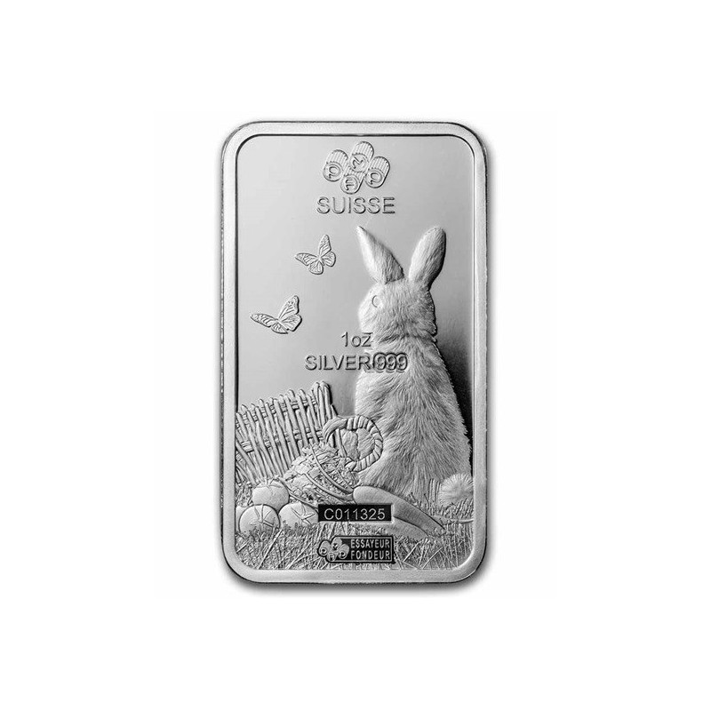 silver bar 1/2 oz Lunar Rabbit 2023 .999 Ag toned