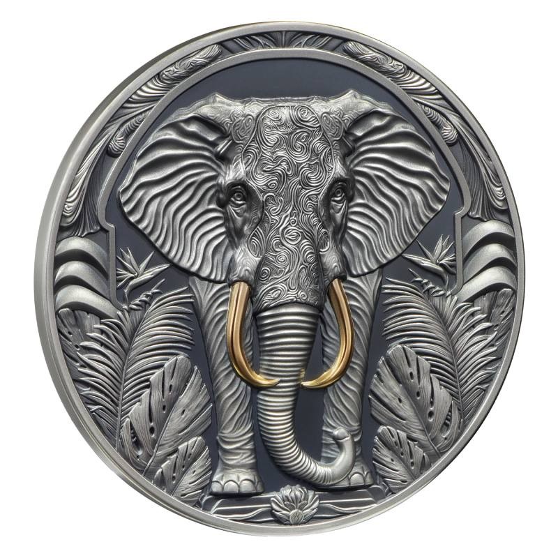 Elephant - Save the powers 2024 NIUE Antique + Black proof