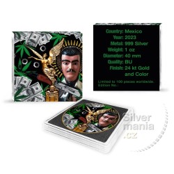 1 oz Mexico LIBERTAD Jesus Malverde 2023 coloured + gilded