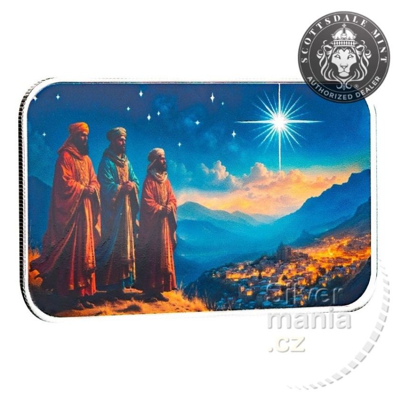 silver bar 1 oz silver Three Wisemen 2024 PROOF-like colored