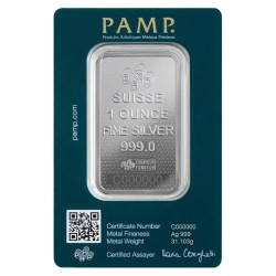 1 oz silver bar Lady Fortuna 45th Anniversary PAMP Suisse .999Ag