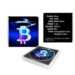 1 oz Bitcoin UFO Niue 2024 Metalic Ag