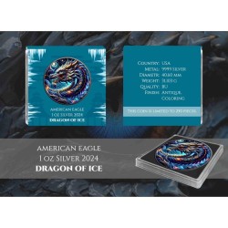 1 oz Dragon of Ice American Eagle 2024 Ag colored HM