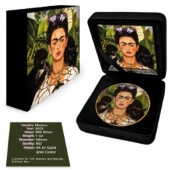 1 oz Mexico LIBERTAD Frida Kahlo 2023 colored + gilded