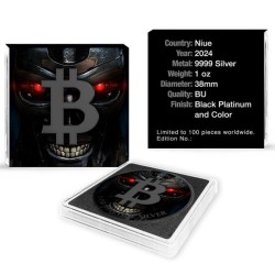 1 oz Bitcoin CYBORG Niue 2024 Black platinum Ag cert.1