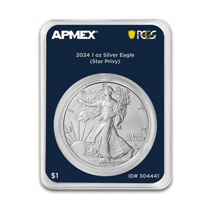 1 oz Silver American Eagle 2024 PRIVY STAR Apmex (MD Premier + PCGS FirstStrike®)