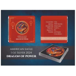 1 oz Dragon of Power American Eagle 2024 Ag kolorovaná HM