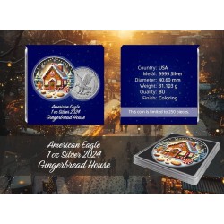 1 oz US EAGLE Christmas Vánoční perníkový domeček 2024 Ag color HM