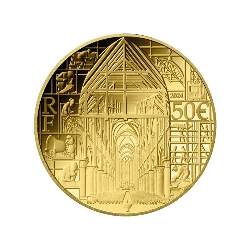 gold coin 1/4 oz Notre-Dame 50 EURO 2024 PROOF .999Au