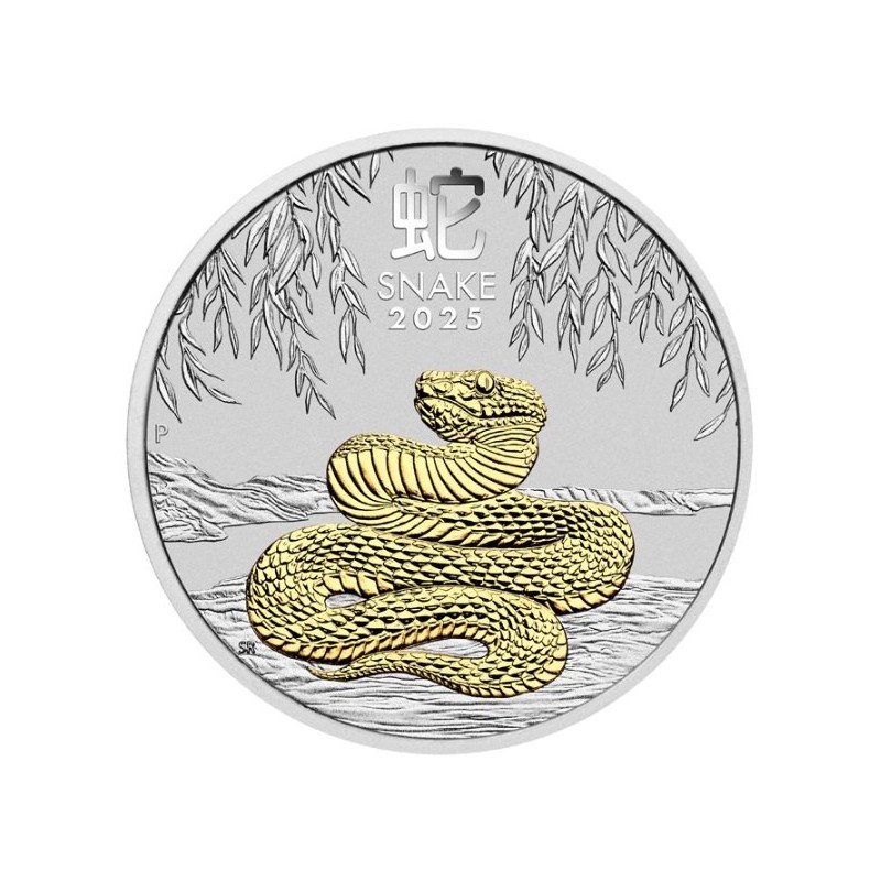 1 oz Lunar Snake 1$ AUSTRALIA 2025 gilded+box ST