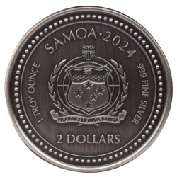 1 oz Seahorse 2024 Samoa Antique Ag 2$ HM