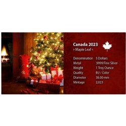 1oz Maple Leaf Merry Xmas Vánoční vlak 2023 CANADA Ag