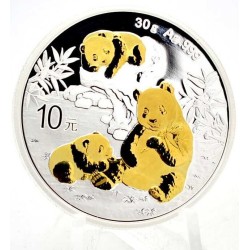 30 g silver coin China Panda 2025 BU gilded