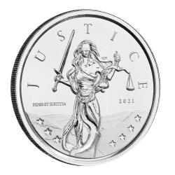 silver coin 1 oz Justice Gibraltar 2021 BU Ag spot