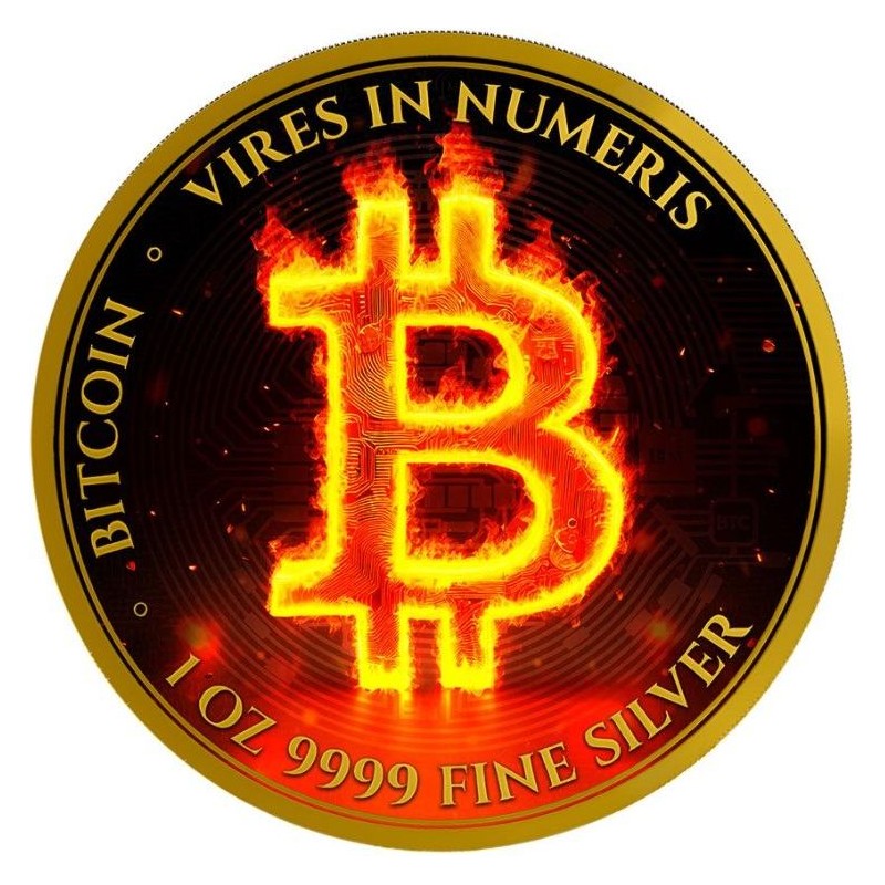 1 oz Burning Bitcoin 2024 Gold gilded Ag