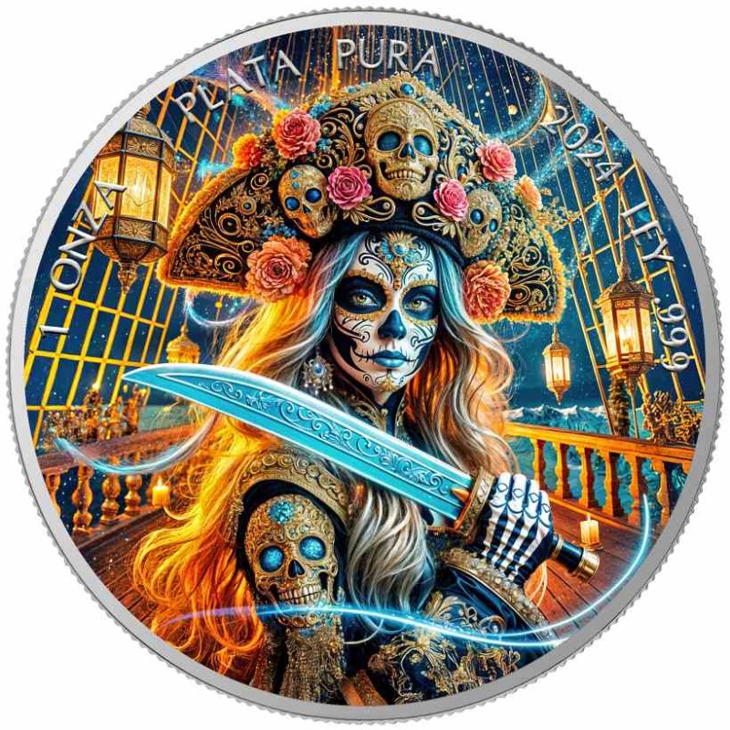 silver 1 oz CORSAIR Dia De Muertos Libertad 2024 .999Ag