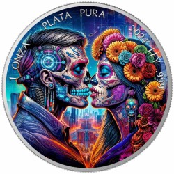 stříbrná 1 oz CYBERPUNK Dia De Muertos Libertad 2024 .999Ag