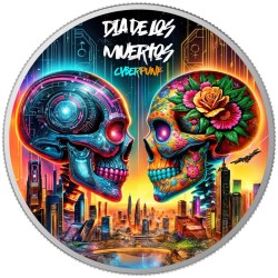 silver 1 oz CYBERPUNK Dia De Muertos Libertad 2024 .999Ag