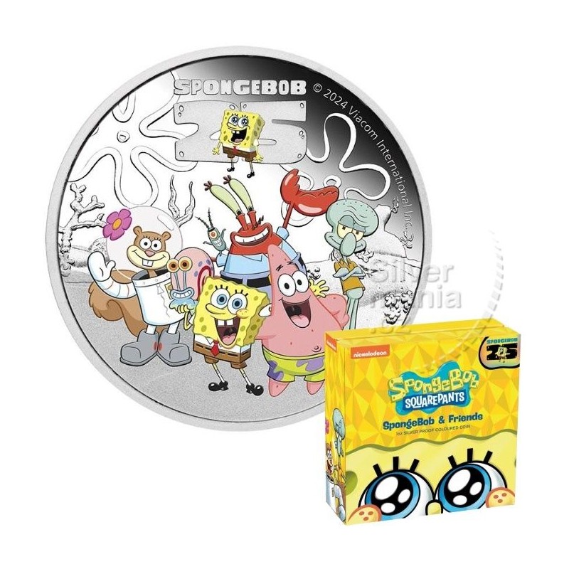 1 oz Spongebob and Friends 2024 Tuvalu PROOF color ST