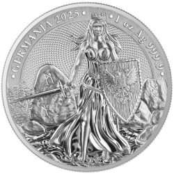 stříbrná 1 oz Germania 2025 BU + CoA .9999Ag