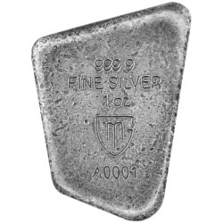 Silver cast bar 1 oz  Runa Fehu .9999 Ag Anique + UV